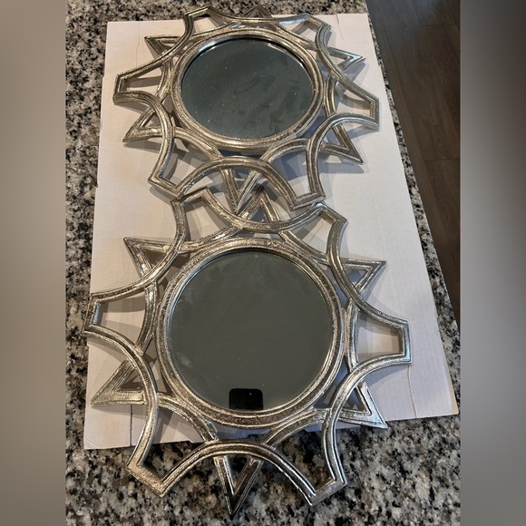 None Other - Elegant Silver Sunburst Wall Mirror art deco style